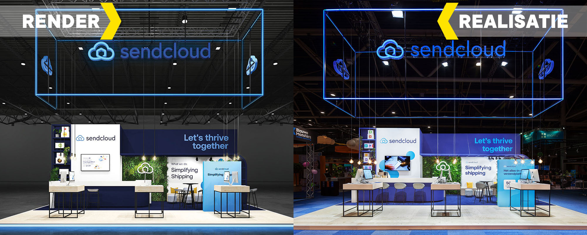De stand van Sendcloud van render naar realisatie door KOPexpo