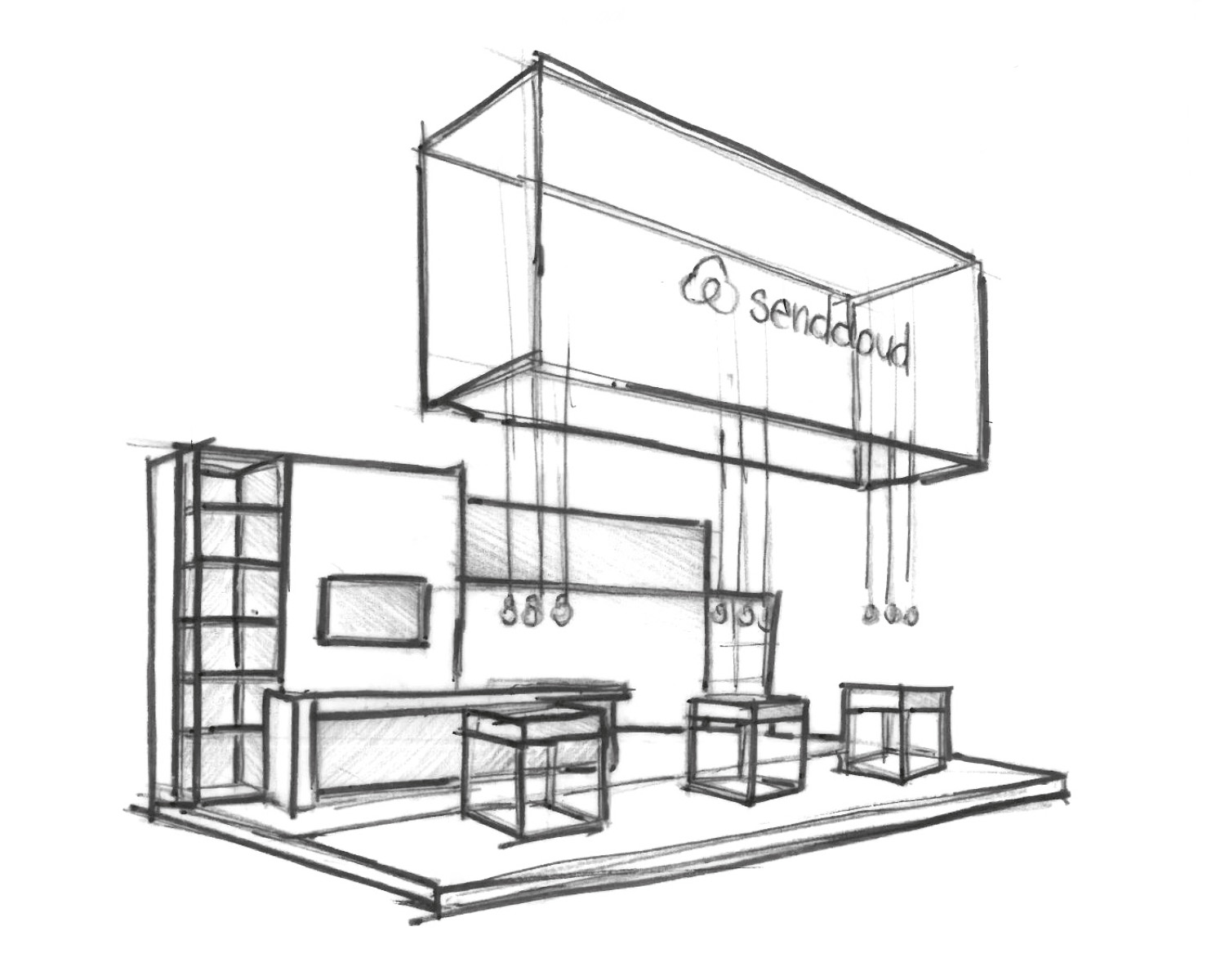 Schets Stand Sendcloud voor Webwinkel Vakdagen door KOPexpo