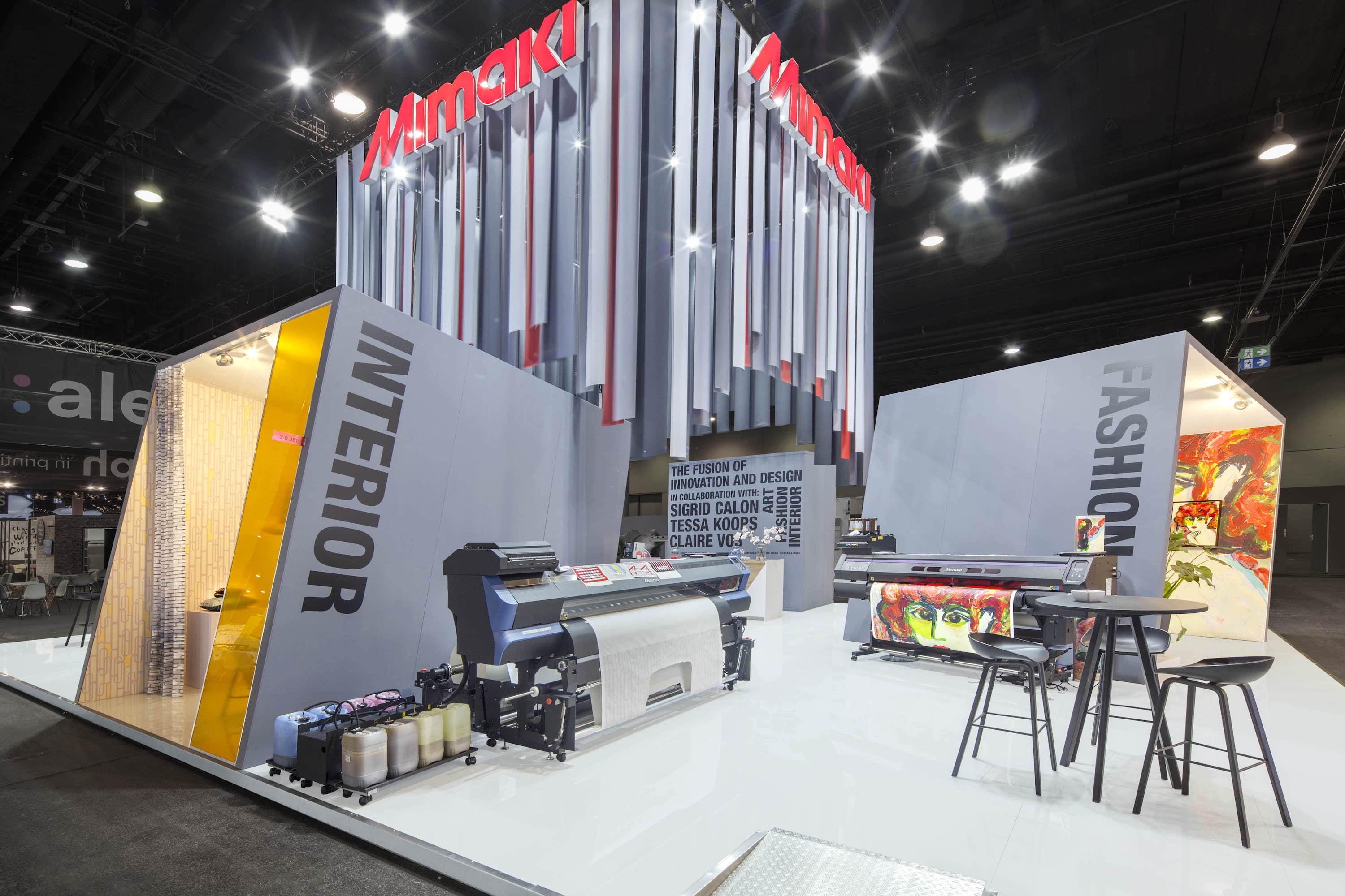 Standbouw voor Mimaki tijdens de Heimtextil